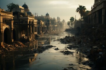 Tigris River flowing through the city of Baghdad, Generative AI © Shooting Star Std