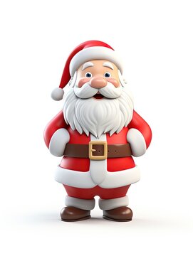 3D Santa claus character , white background with generative ai 