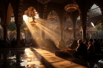 Worshippers at the Abu Hanifa Mosque, Generative AI © Shooting Star Std