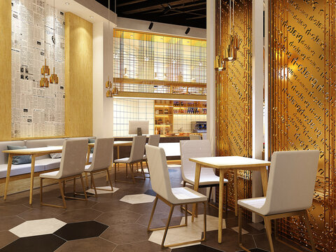 modwern cafe restaurant, 3d rendering