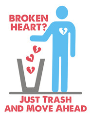 Broken Heart? Just Trash and Move Ahead Motivational Thought High Resolution Poster Design