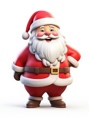 Obraz premium 3D Santa claus character , white background with generative ai 