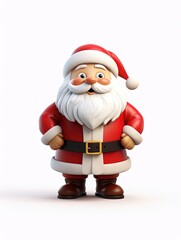 3D Santa claus character , white background with generative ai 