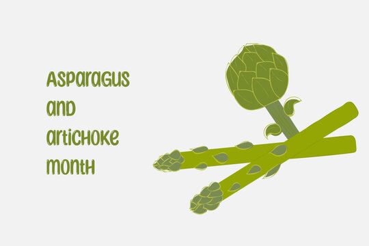 Asparagus and artichoke month. Healthy food concept. Banner.