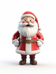 Obraz premium 3D Santa claus character , white background with generative ai 