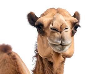 Closeup portrait of a camel - Isolated, no backkground