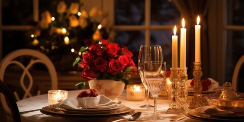 Dinner with an elegant table setting can evoke a sense of romance and intimacy.