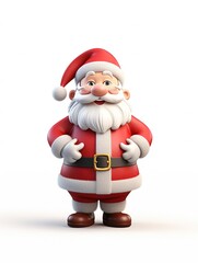 Obraz premium 3D Santa claus character , white background with generative ai 