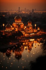 Illuminated Baghdad skyline with modern buildings, Generative AI © Shooting Star Std