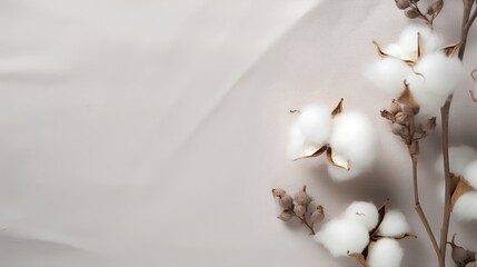 A highresolution image showcasing the natural texture of cotton plant, ideal for a soft and soothing wallpaper with ample copy space for text or design elements. - obrazy, fototapety, plakaty