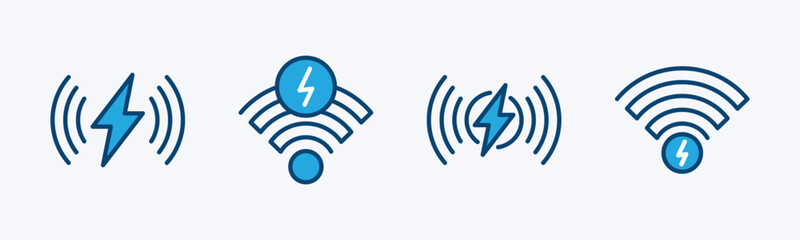 Wireless charging icons. Charge electrical energy wireless icon symbol. Vector illustration - obrazy, fototapety, plakaty