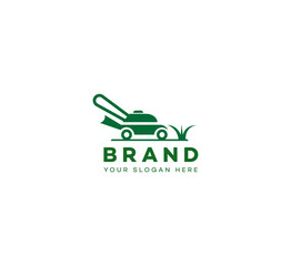 Lawn mower logo design template elements. Vector illustration. New Modern logo.