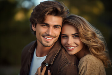 Obraz premium Happy beautiful people in love sharing warm gentle feelings AI generated image