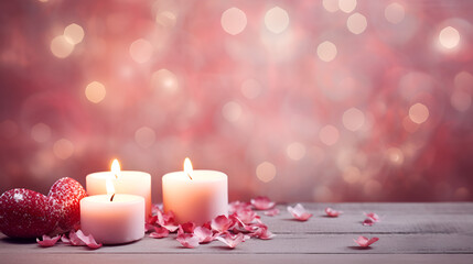 beautiful valentine background with some candles and romatic colors