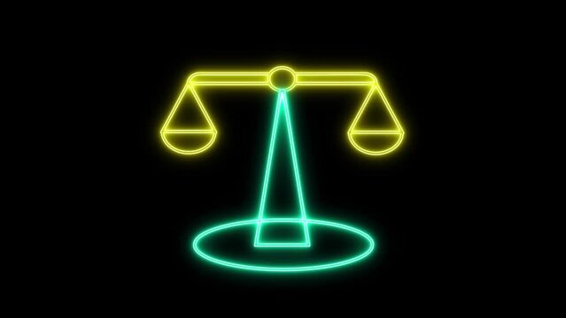 Animated glowing scale icon on a black background.