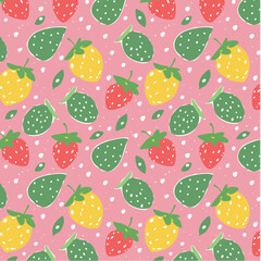 Pattern ready for use,  VECTOR fruit illustration tropic  strawberry