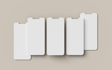 Mobile phone blank screen mockup floating in 3D rendering. App interface, ux ui, and web design presentation concept