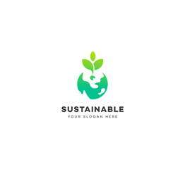 Save Earth, Earth, Sustainable, Sustainable farming logo design template elements. Vector illustration. New Modern logo.