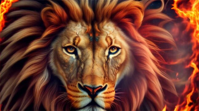 炎のライオン｜flaming lion Generative AI