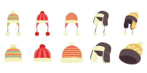 flat winter hat illustration