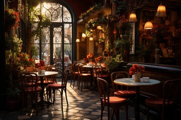 Fototapeta na wymiar Traditional tango cafe with vintage decor and atmosphere, Generative AI