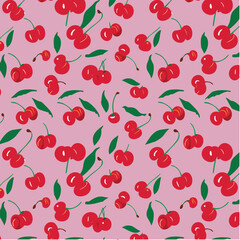 Pattern ready for use,  VECTOR fruit illustration tropic  cherry