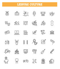 Art and culture line icons collection