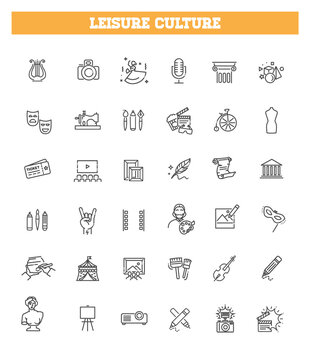 Art and culture line icons collection