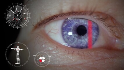 Eye Vision Ophthalmology diagnostic with a modern machine. Futuristic Medical Examination - obrazy, fototapety, plakaty