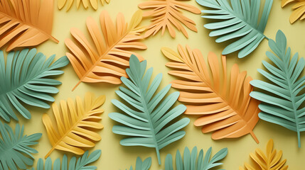 Tropical leaves pattern. Various paper leaves