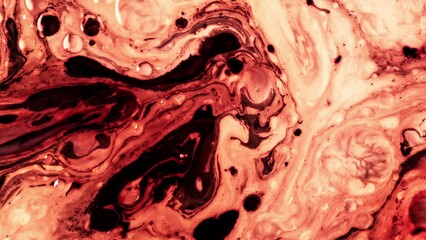 Background video of color composition of molecules under a microscope, chemical processes. Abstract color mixing art. High quality 4k footage