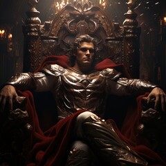 Man seated on throne. Great for stories on fashion , royalty, adventure, epics, history and more. 