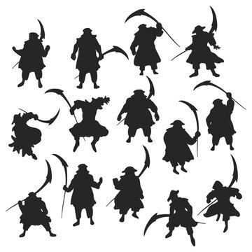 Assan ninja samurai silhouette vector, Assassin illustration on white background

