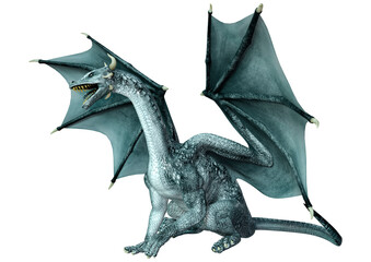 3D Rendering Fairy Tale Dragon on White