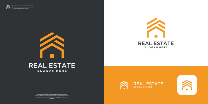 Minimalist abstract home logo with line art style