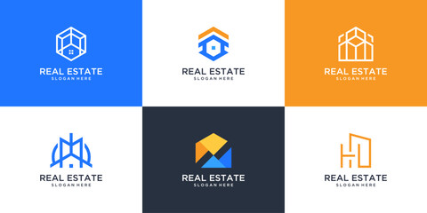 Set of modern home logo, Creative real estate logo collection