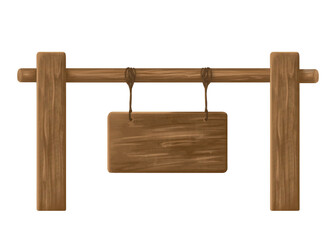 An index post made of wood with directional arrows. A billboard for announcements, addresses, and directions. Signage for campgrounds, nature parks, forests, and hiking trails. Isolated illustration