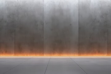 A light grey wall in the interior with built-in lighting and a smooth floor