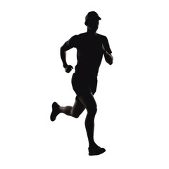 Fototapeta na wymiar Silhouette of running man isolated on transparent background