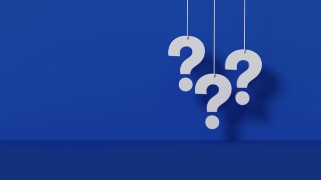 Panoramic blue background with question mark hanging.