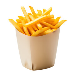 French Fries in a Paper Cup Isolated on Transparent Background