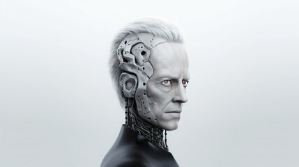 Old Humanoid robot, Artificial intelligence robot. White background. Generative AI