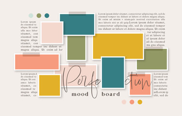 Vector photo collage template moodboard pictures grids vector illustration