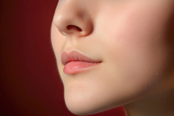 Obraz premium attractive female model, emphasizing her perfect skin, lips, and facial features, radiating health and beauty.