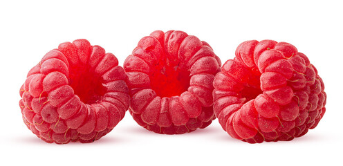 Three ripe raspberries