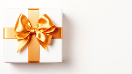 Gift box on a white background. Top view, space for text.