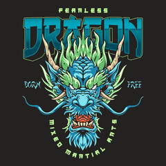 Fearless fighting dragon colorful sticker
