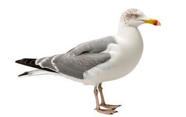 Oceanic Guardian Herring Gull Chronicles Unfold Isolated on a Transparent Background PNG.
