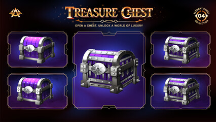 Treasure Chests Collection Unveiling a Realm from Basic to Upgraded Levels for RPG, Fantasy, and Medieval Games-Vector illustration Design