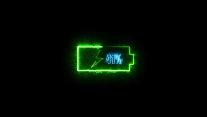 Abstract neon charging icon illustration 4k 